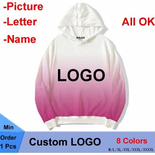 Custom Made Hoodies Men Women Casual Hip Hop Harajuku Tracksuit Gradient Color Hooded streetwear Sweatshirts Mens