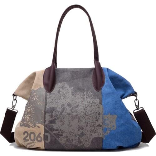 Women Travel Bags Retro canvas printing Handbag Ladies Large Capacity Shoulder Bag Bolsa Feminina Female Bags Graffiti Handbags