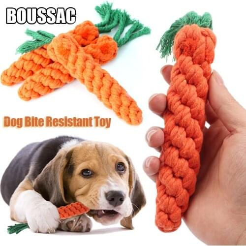 1pc Bite Resistant Pet Dog Chew Toys for Small Dogs Cleaning Teeth Puppy Dog Carrot Cotton Rope Pet Playing Toy Animals