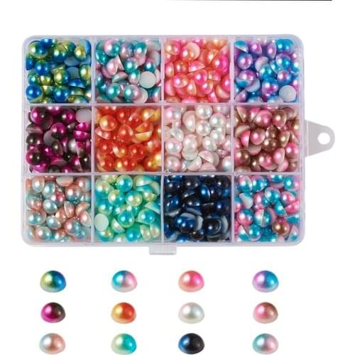 897pcs/box Imitation Pearl Acrylic Cabochons Dome/Half Round Mixed Color For Jewelry Findings Making