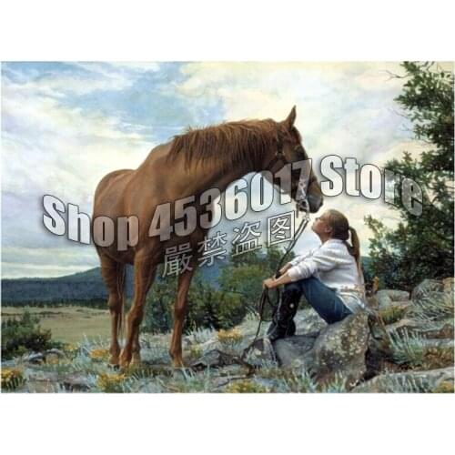Diamond Mosaic Diy diamond painting Horses girl Landscape cross stitch full 5D Resin square diamond embroidery rhinestone gifts