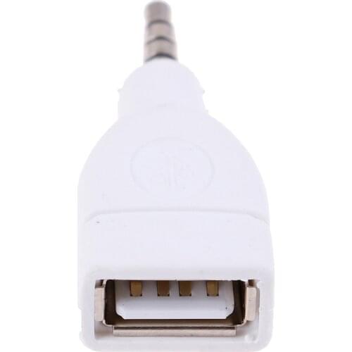AUX Audio Car Plug Jack white Converter Adapter USB 2.0 Female to 3.5mm Male