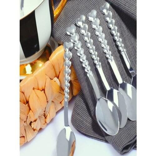 12 Pieces Heart Teaspoons Stainless Steel Teaspoon Heart Printed Kitchen