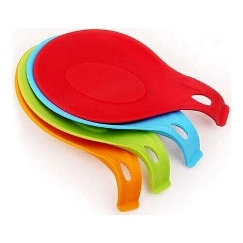 Cheerbows 1pc Silicone Spoon Mat Table Decoration Heat Resistant Placemat Tray Spoon Pad Kitchen Tool Coaster Holder Accessories