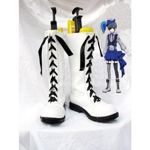 Black Butler Ciel Phantomhive Halloween Cosplay Boots Shoes Anime Party Cosplay Show Boots Custom Made for Adult Men Shoes
