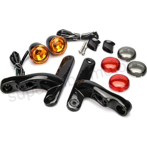 Gloss black fog light bracket street glide turn signal lights For harley touring fog lamp brackets electra glide