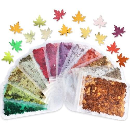 Holographic Glitter Nail Design Maple Leaf Flakes Nail Art Glitter For Nails Decoration Accessories 3D Leaf Sequins Manicure