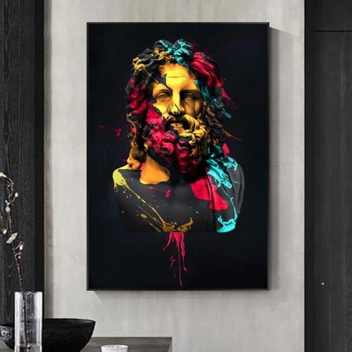 Greek Mythology Watercolour Zeus Sculpture Oil Painting On Canvas Wall Art Poster And Prints Picture For Living Room Decoration