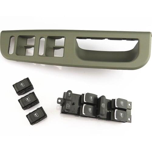 SCJYRXS Chrome Window Glass Master Switch + Gray Button Frame Bracket Box For Passat B5 Golf 4 3B1 867 171 3BD959857 3BD959855B