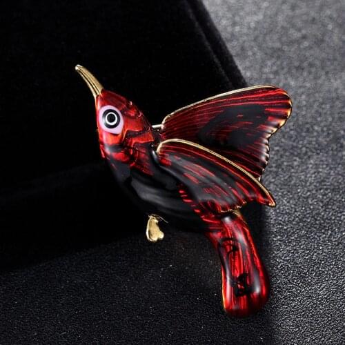 Cool Red Enamel birds Brooch Men Jewelry Fashion womens Animal Brooches Mens Hijab Accessory Vintage Bags Accessories