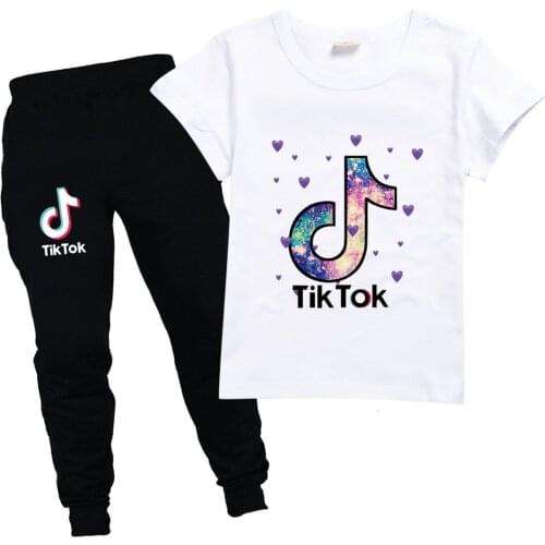 TIK TOK Spring Fall Boys and Girls T-Shirt + Pants All Colors 2 Clothing Sets Sports Shirt Sets