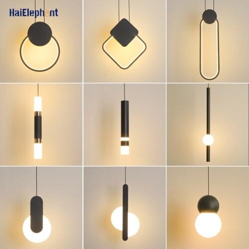 Creative Hanging Lamps Gold Black LED Pendant Lights For Dining Living Room Bedroom Modern Decorative Lighting Fixture AC90-260V
