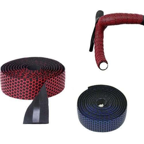 Marque Hex Road Bike Handlebar Tape Cycling Anti-slip Silica Gel EVA Lizard Skin Bicycle Handle Bar Tape Wrap With 2 End Plugs