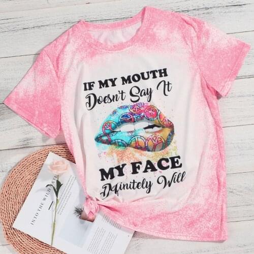 Fashion Summer Tops T Shirt Women Tshirt New Bleached Print Tshirt Graphic Tee Cute Women T-shirt Female Tee Shirt #T2P