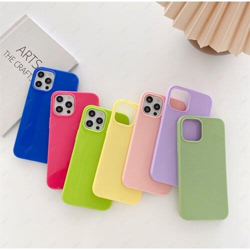 Soft Candy Color Silicone Solid Neon Fluorescent Green TPU Phone Case For iPhone 12 11 Pro Max X XS XR 8 7 S Plus SE 2020 Cover