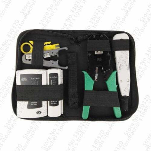 5 in 1 Computer Network Repair Tool Kit LAN Cable Tester Wire strip cutter Pliers Crimping Maintenance Tool Set Bag