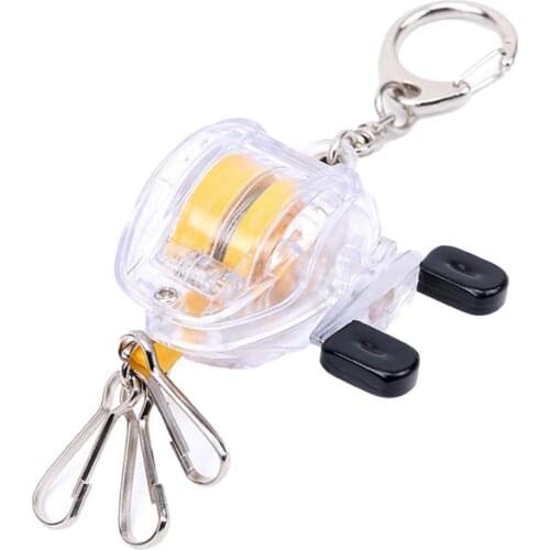 New Fishing Reel Keychain Retractable Fly Fisherman Spinning Fishing Key Chain with Clip Lock Buckle Fishing Tackle Key Ring
