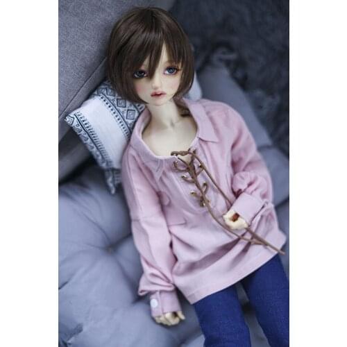 BJD doll clothes suitable for 1/3 1/4 Uncle size Long Sleeve Round Collar Tie Chiffon Shirt Top doll accessories