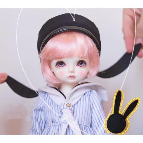 1/3 1/4 MSD Uncle size BJD.SD doll clothes with hat cute drop black Rabbit Ji long ear hat doll accessories