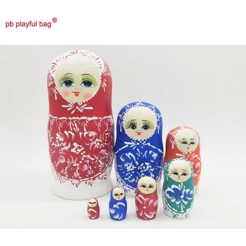PB Playful bag Seven story beautiful girl Russian Doll wooden toy set craft home decoration creative funny birthday gift HG59