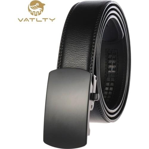 VATLTY Official authentic 2020 fashion men leather belt hard metal automatic buckle natural cowhide suit belt mens accessories