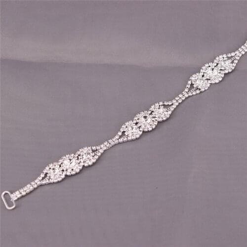 Silver New Design Rhinestone Wedding Bridal Belt Sash with Ribbon for Prom Dress
