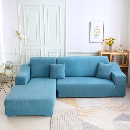 Thicked Jacquard Sofa Cover Solid Elastic L Shape Couch Slipcovers Universal All-inclusive Corner Sofa Protector For Living Room