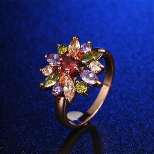 Tready Flower Size 6-9 Fashion Color Crystal Ring Crystal Zircon Ring For Women Jewelry Dropshipping Couple gift