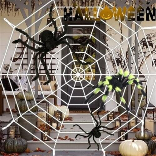 Halloween Decorations Spider Web Plush Tricky Toys Giant Stretchy Horror Terror Party Bar Haunted Indoor Outdoor House Props