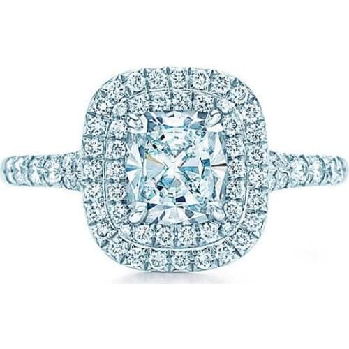 Solid Sterling 925 Silver Ring Brillian Forever 2Ct Diamond Ring for Women Romantic Bridal Jewelry