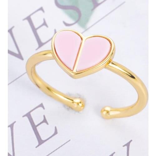 Ladies Pink Acrylic Love Heart Rings Fashion Adjustable Ring For Women Sweet Girls Summer Party Jewelry Finger Ring Accessories