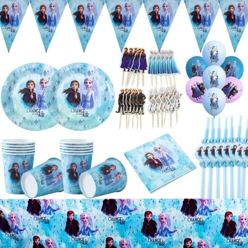 105pcs/set Cartoon Frozen Minnie Mickey Birthday Party Tableware Set Spiderman Theme Kids Girl Party Supplies Decoration