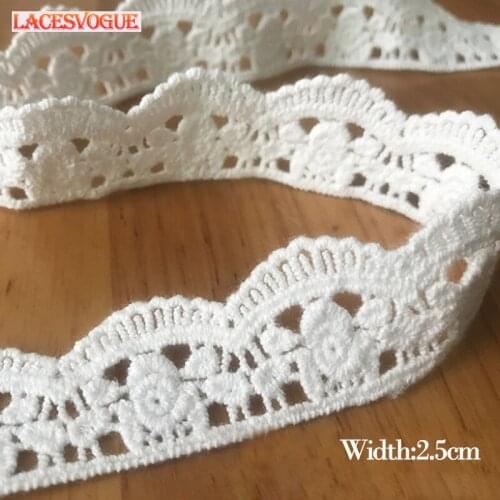 19yards 2.5cm Cotton embroidery Lace trim Patchwork Needlework sewing accessories Clothes edge decoration Garment material 234