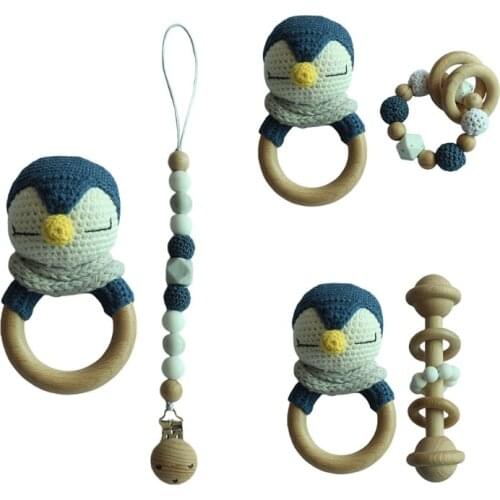 2021 New Baby Pacifier Clip Teething Bracelet Crochet Soother Infants Rattle Teether Toy
