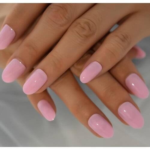 Pure Color Design Press On Nail Tips Full Cover Nails Almond Fingernails Art Supplies For Professionals Short Wholesale 24Pcs