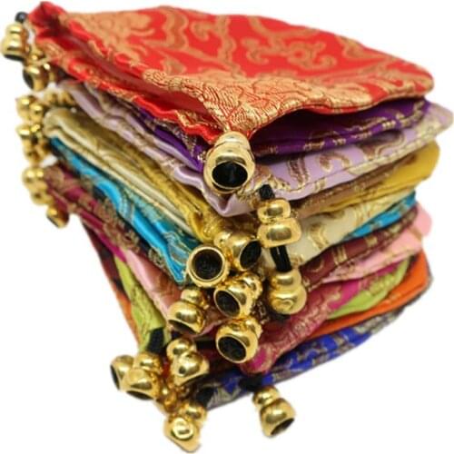 24pcs Silk Brocade Jewelry Pouch Bag Small Satin Coin Purse Chinese Brocade Embroidered Drawstring Gift Bag for Ring / E