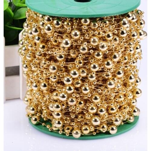 5M Fishline Gold/Silver ABS Pearls Beads Chain Garland Flowers/Wedding Decoration/DIY Crafts Birthday Decoration Accessories