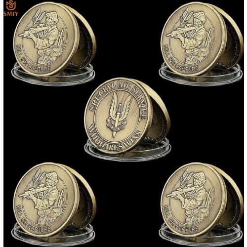 5PCS USA Whodares Wins Kill Or Capture Special Air Service Military Bronze Challenge Token Coin Collectible Holiday Gift