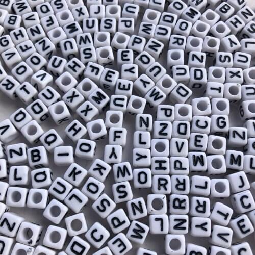 6*6 mm bulk square alphabet letter beads for necklaces making 500 grams per bag