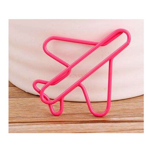 8pcs Pink Airplane Paper Clip Bookmark Shape Paper Clip Paper Clip