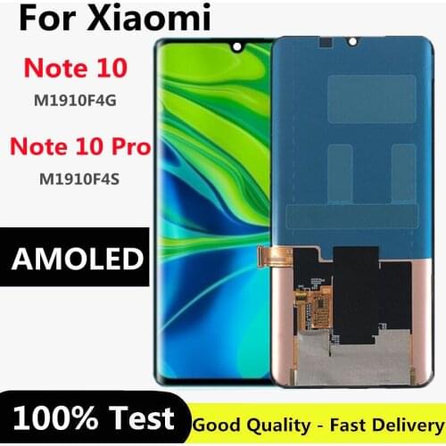 AMOLED 6.47" Display For Xiaomi Mi Note 10 Display Touch Screen Digitizer For Mi Note 10 Pro LCD M1910F4S M1910F4G