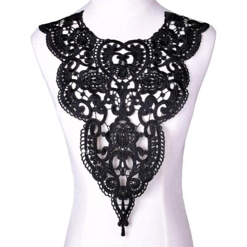 Black Flower Embroidered Guipure Lace Fabric DIY Applique Trim Decorted Women Dress Curtains Sewing BW181