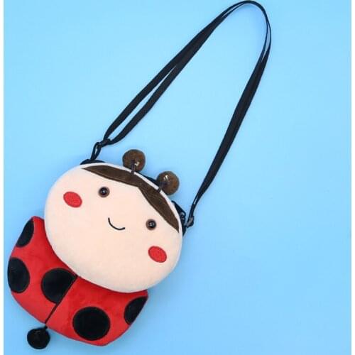 Girls Shoulder Bag Cute Kawaii Plush Ladybug Sling Bag Messenger Bag Kids Keys Coin Purse Lovely Princess Mini Handbag