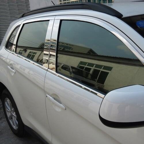 For Mitsubishi Outlander Sport ASX RVR 2013-2020 Stainless Side Door Window Sill Frame Center Pillar Sticker Cover Trim Styling