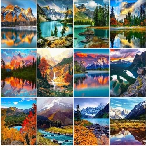EverShine Diamond Painting Mountain Full Square Diamond Embroidery Landscape Picture Of Rhinestones Mosaic Art Home Decoration