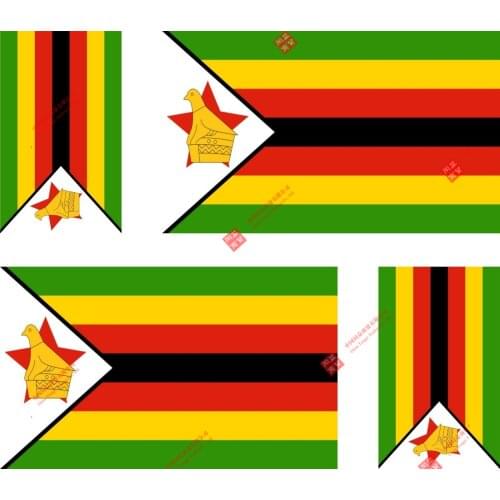 Interesting Set of 4x Sticker Vinyl Car Bumper Decal Outdoor Car Moto World Flag Zimbabwe Racing Helmet Laptop Stickers