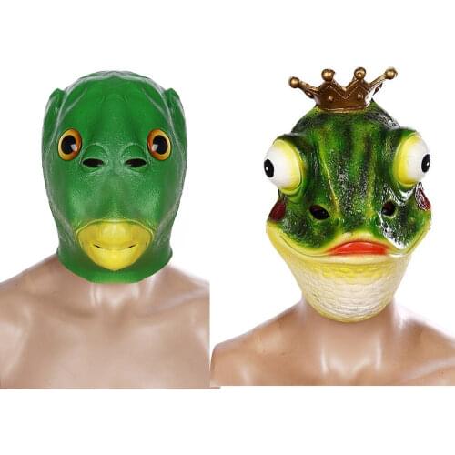 Carnival Party Latex Cute Masquerade Golden Fish Masks Funny Cosplay Costume Realistic Fish Head Mask Animal Frog Full Head Mask