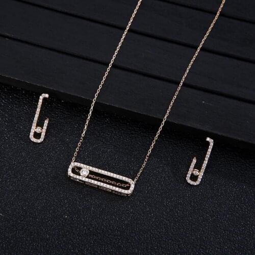 Trendy Dainty Initia Link Chain Choker Necklace earring set Stackable for women Wedding Jewelry Bijoux Wholesale D1436