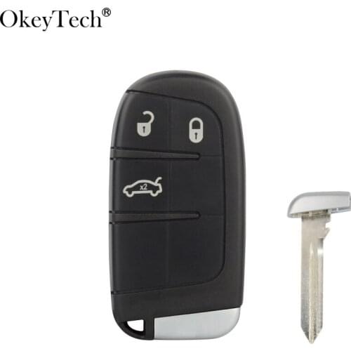 OkeyTech for Chrysler 3 Button Car Key Shell for Jeep Dodge Grand Cherokee 2013-2015 Auto Accessories with Insert Uncut Blade
