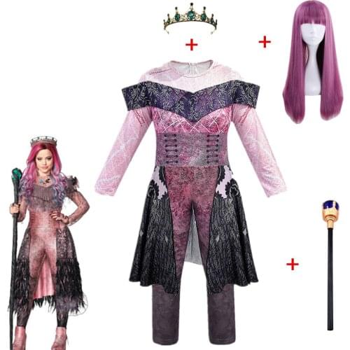 Pink Audrey Costumes girl Halloween Costumes for Kids Fancy Party women Costume evie descendants 3 Mal Cosplay Fantasia costumes